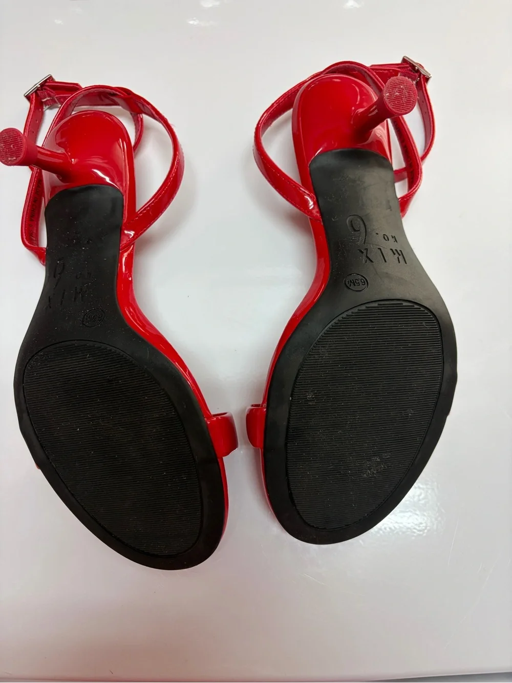 Mix No. 6 Red Patent Ankle-Strap Heels